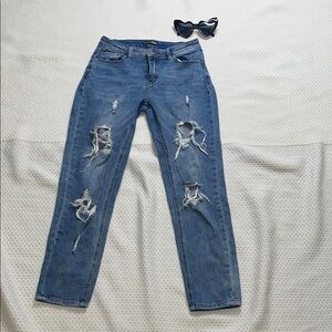 Fashion Nova Straight Leg Blue Distressed Jeans